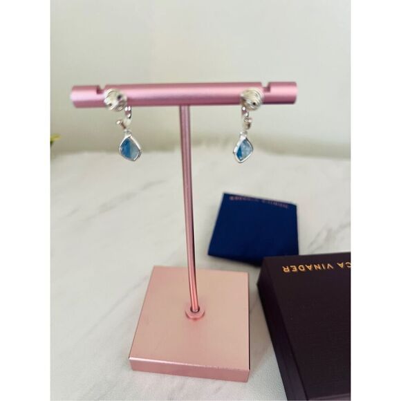 Monica Vinader Sterling Silver‎ Siren Mini Kyanite Nugget Huggie Earrings, NWT main image 6
